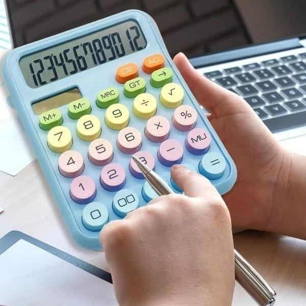 Cute 12-Digit Pastel Calculator with Round Keys