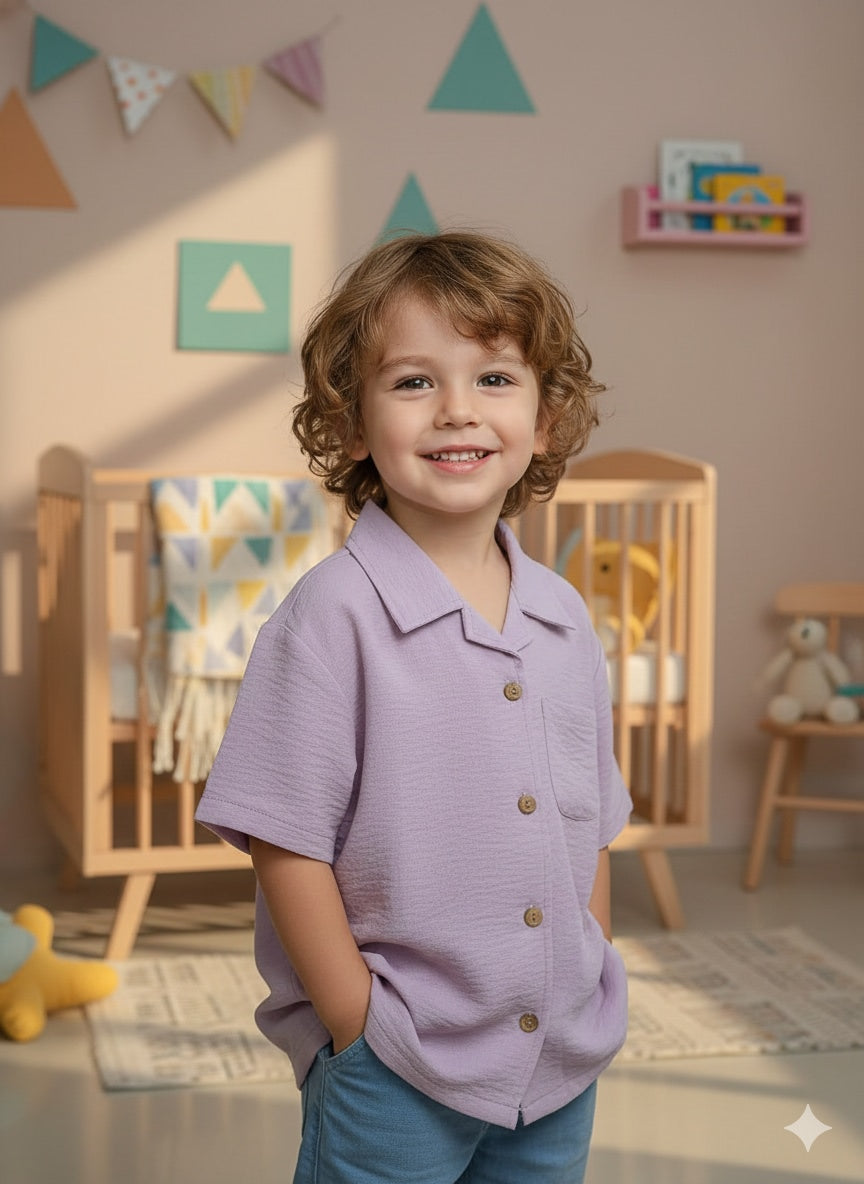 Froquiliz Boys Lavender Half Sleeve Shirt