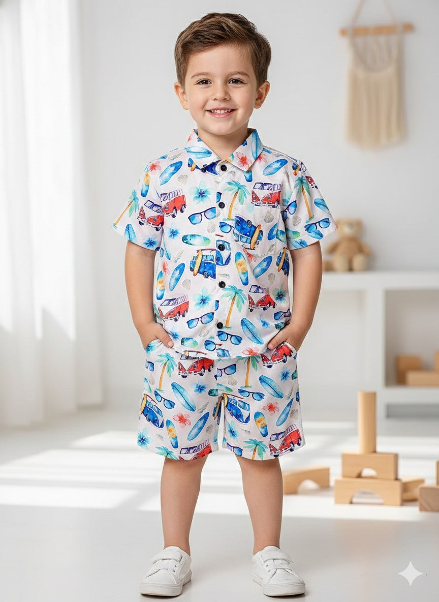 Beach Vibes Printed Shirt & Shorts Set