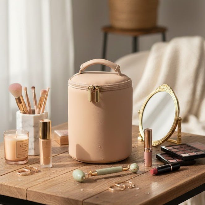 Cylindrical Cosmetic & Toiletry Storage Bag