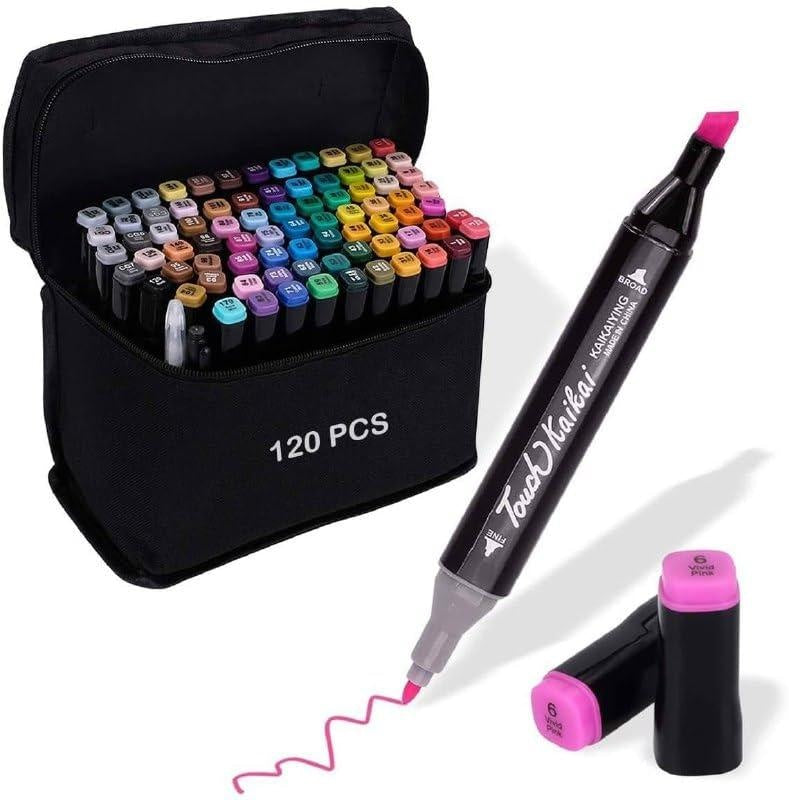 Pcs 120 Dual Tip Alcohol Art Markers – Carry Case Included