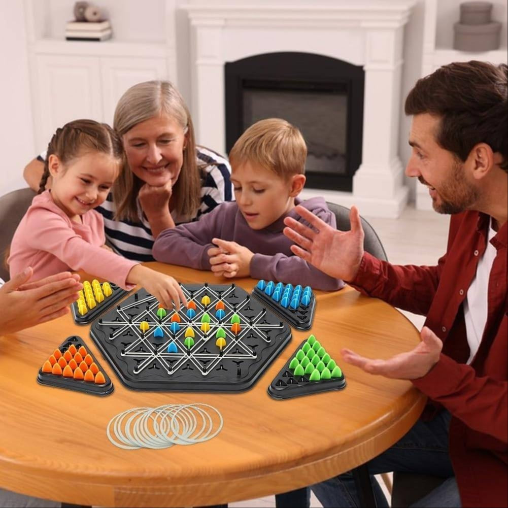 Triangle Chess Strategy Game Board | Elastic Rope Logic Puzzle Board Game | Brain Teaser Educational Game for Kids & Family