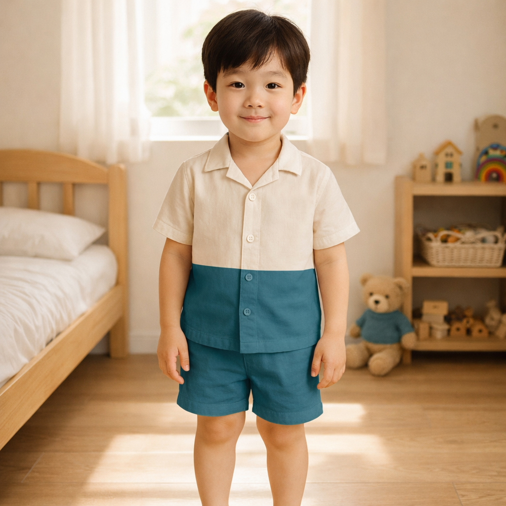 Little Tide Colorblock Shirt & Shorts Set